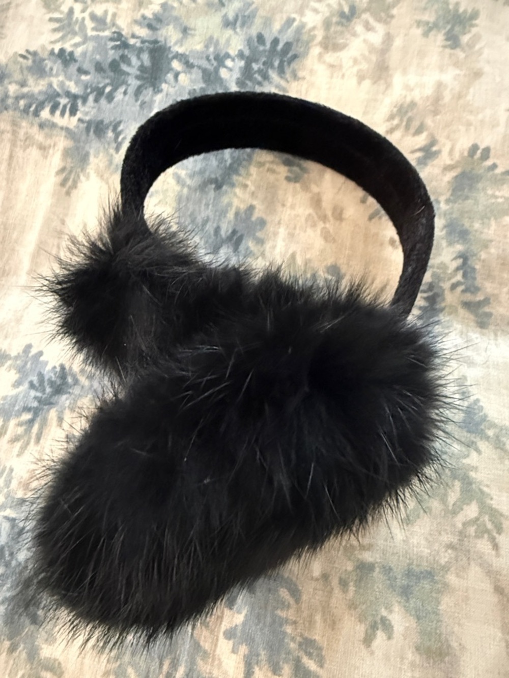 Black Rabbit Fur Ear Muffs - Women Accessories